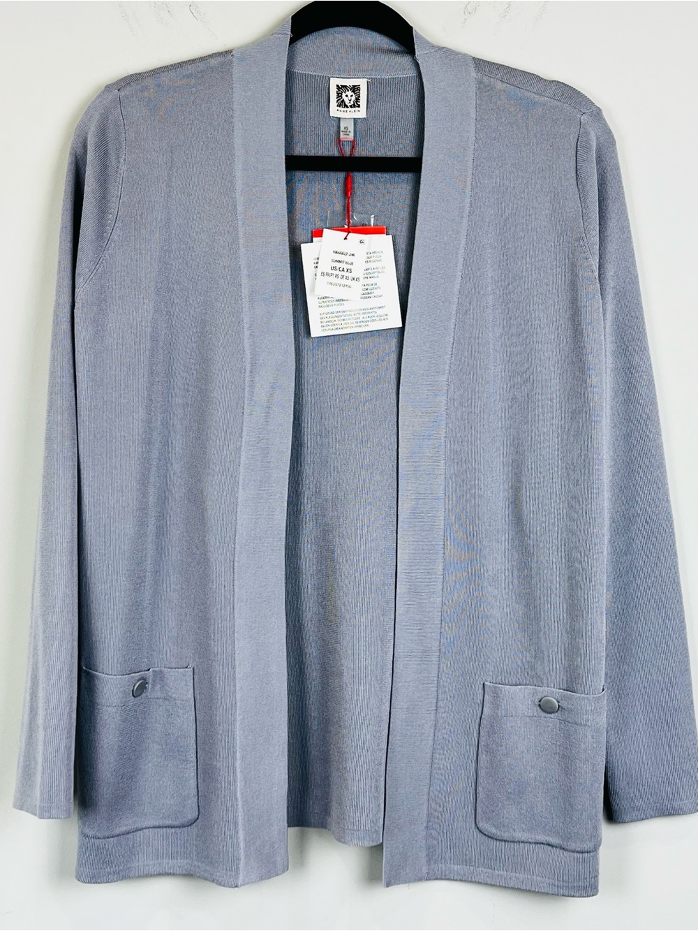 NWT Anne Klein Malibu Open-Front Cardigan Sweater Summit Blue XS